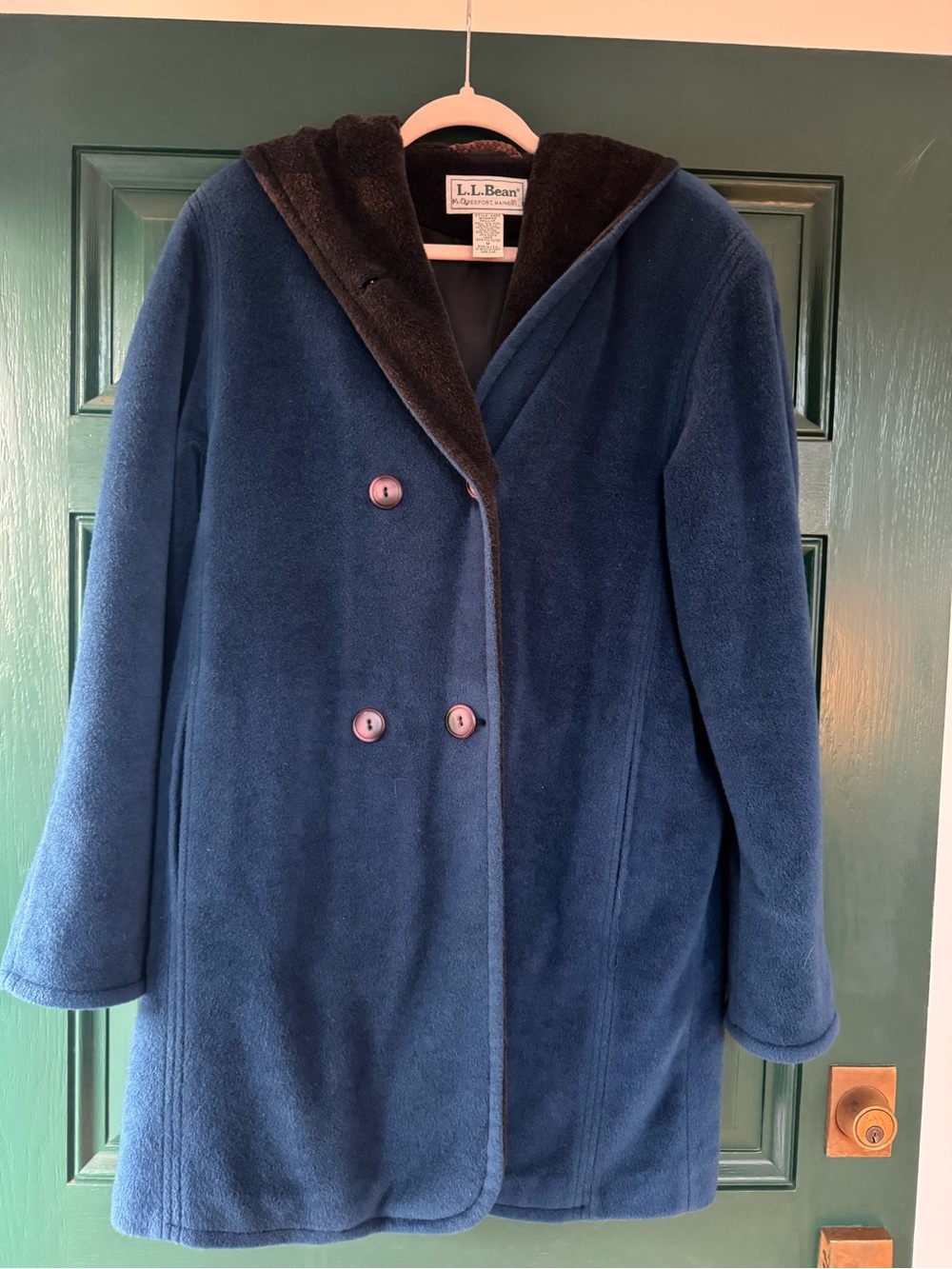Vintage L.L. Bean Double-Breasted Pea Coat with hood